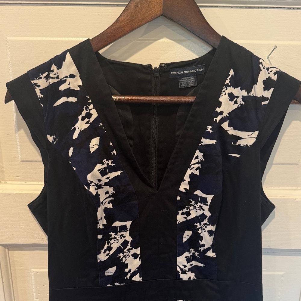 French Connection Navy, Black, and White Mini Dress with Pockets